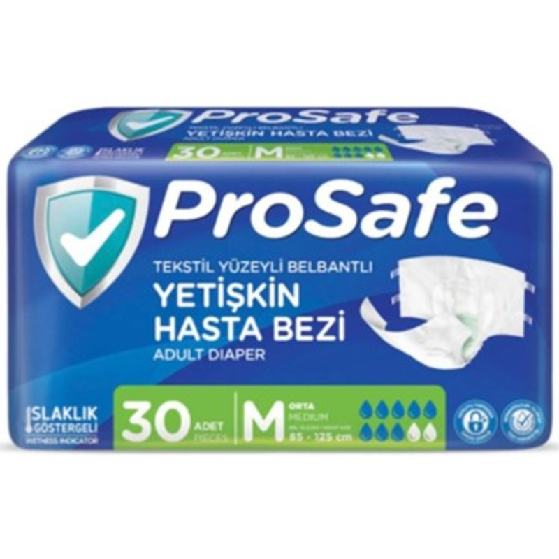 Prosafe Tekstil Yüzeyli Bel Bantlı Yetişkin Hasta Bezi Medium 30'Lu Paket — Prosafe
