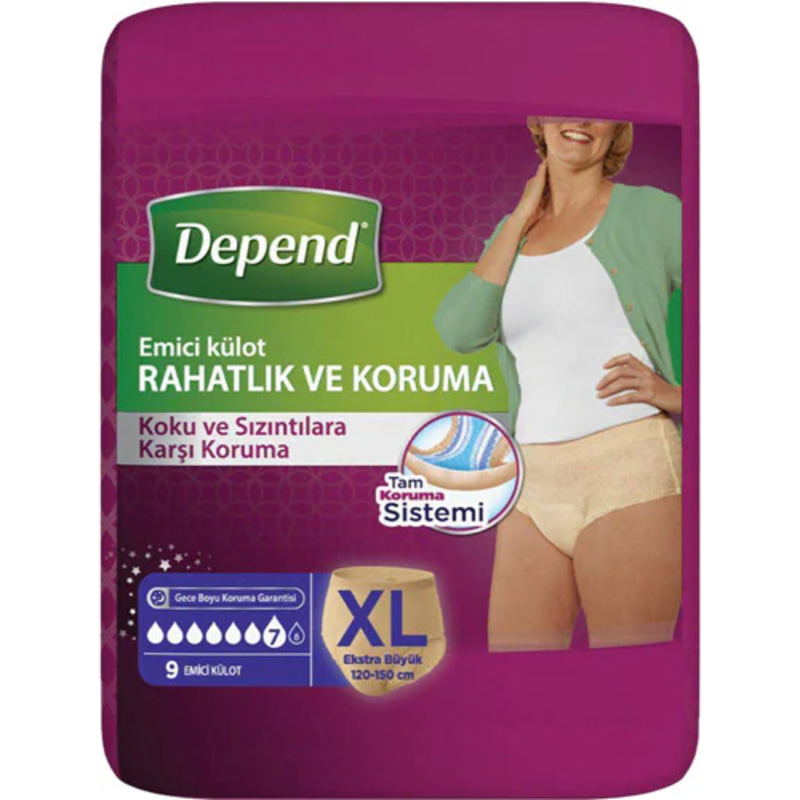 Depend Emici Külot Ekstra Büyük Boy XL 9'lu